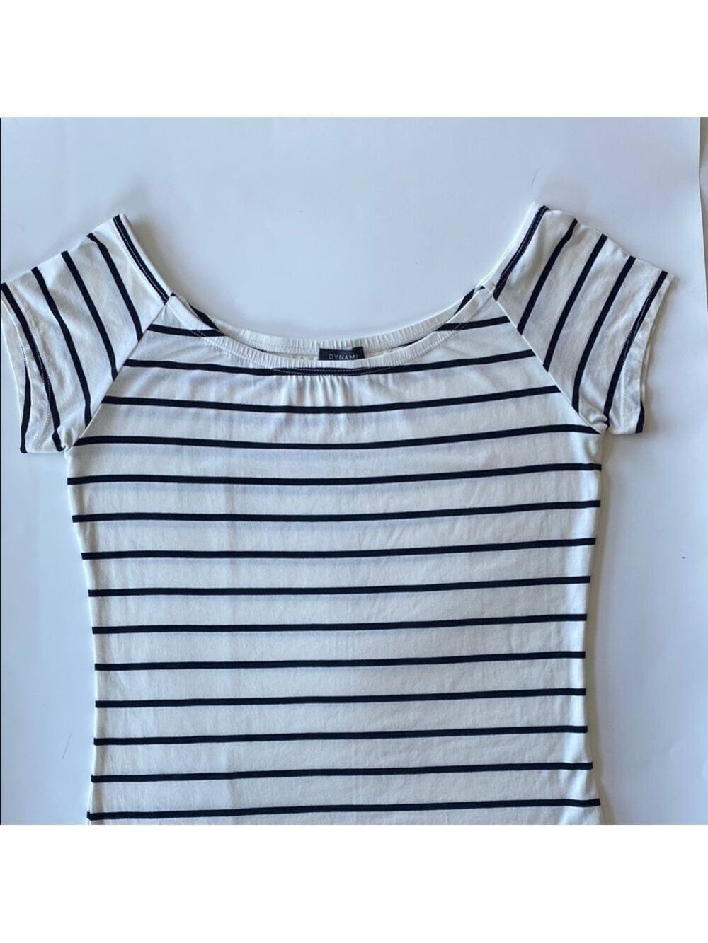 Striped White and Black Top